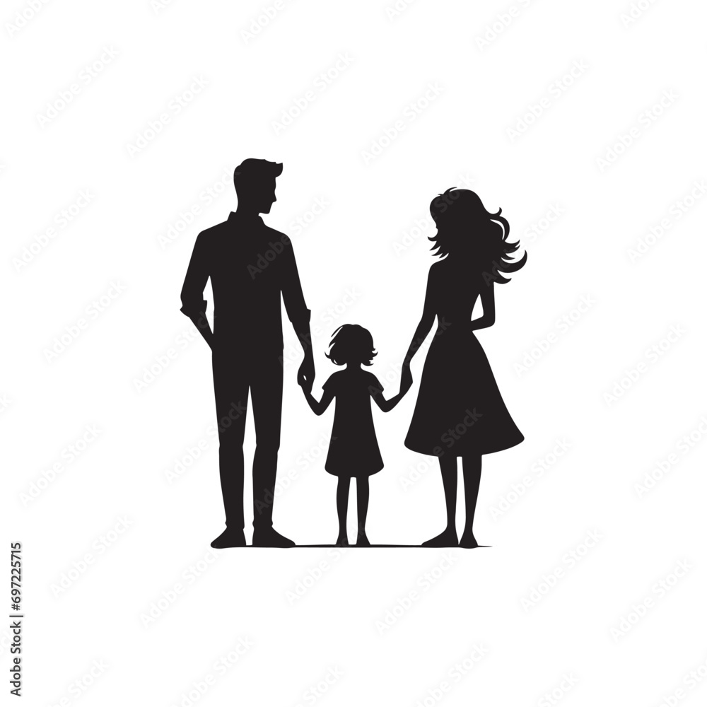 Family Silhouette: A Warm Sunset Embrace - Capturing the Love and Connection of a Happy Family in Silhouette Form
