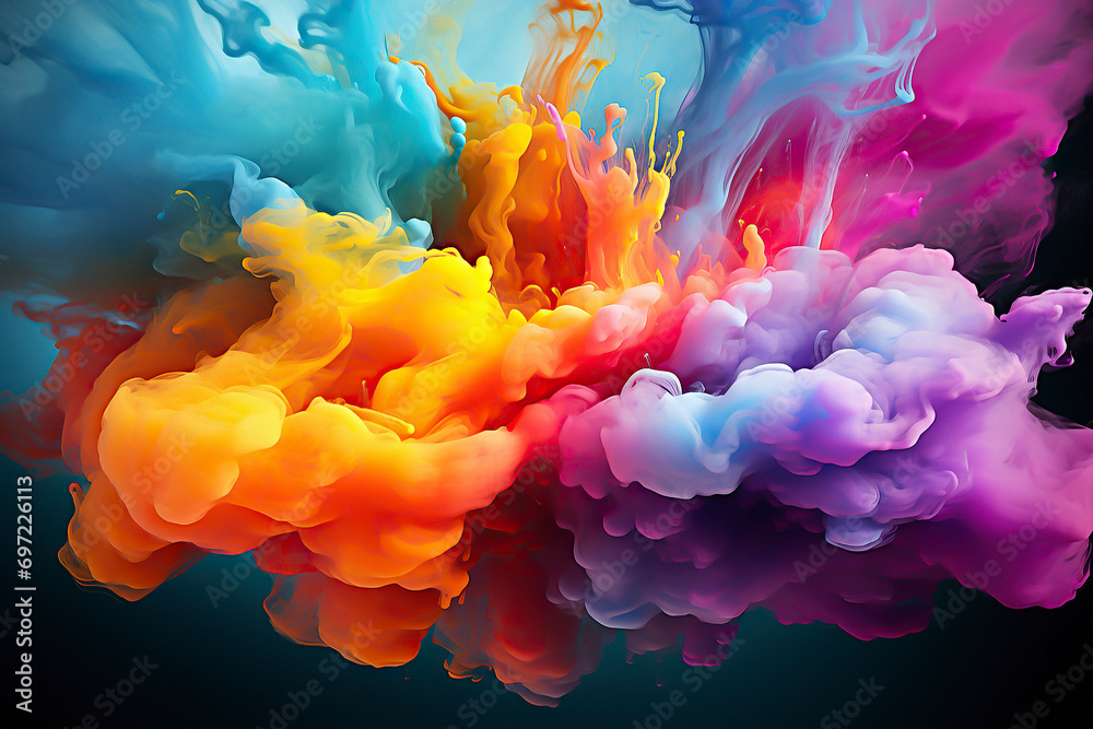 Fototapeta premium abstract powder splatted background. Colorful powder explosion on red and blue background. Colored cloud. Colorful dust explode.