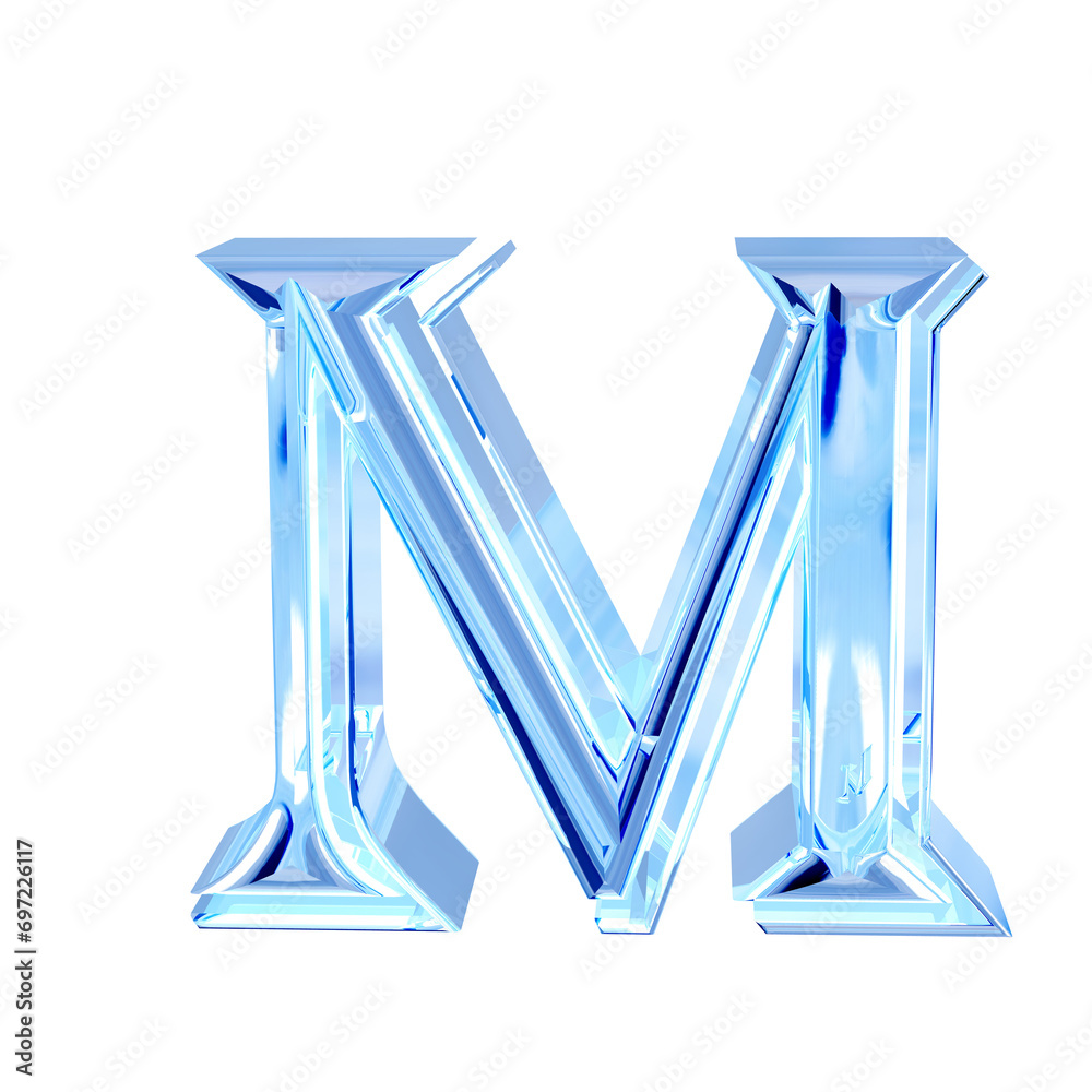 Blue ice symbol. letter m Blue ice symbol. letter m
