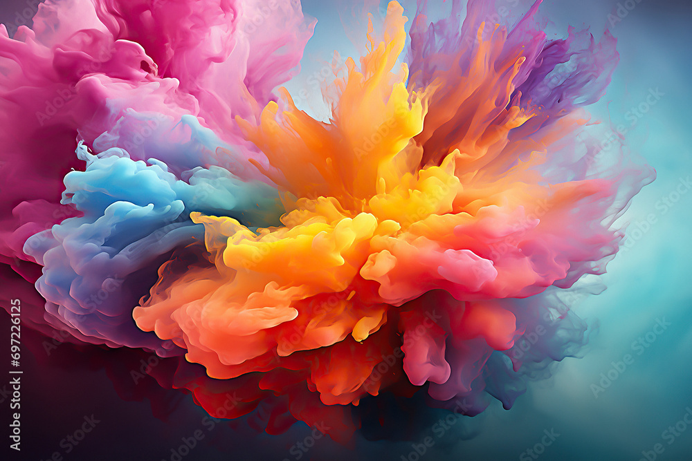 Fototapeta premium abstract powder splatted background. Colorful powder explosion on red and blue background. Colored cloud. Colorful dust explode.