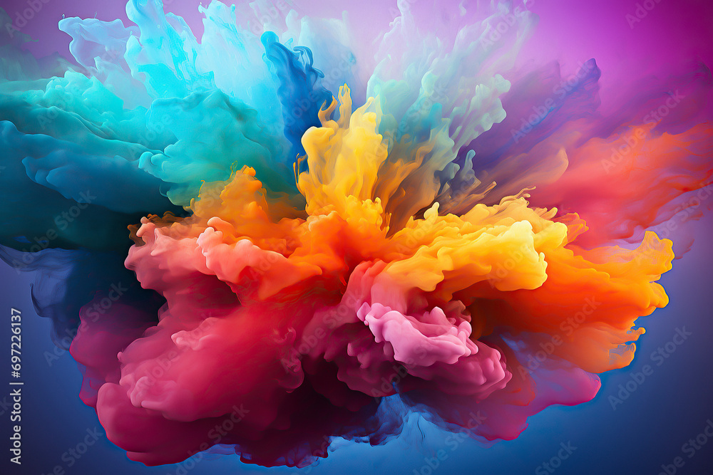 Fototapeta premium abstract powder splatted background. Colorful powder explosion on red and blue background. Colored cloud. Colorful dust explode.