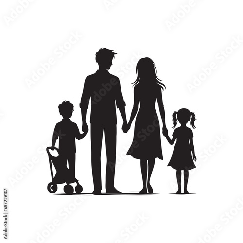 Family Silhouette: Sunset Serenade, Illustrating the Musical and Melodic Silhouettes of a Family Enjoying the Tranquil Sounds of Sunset 