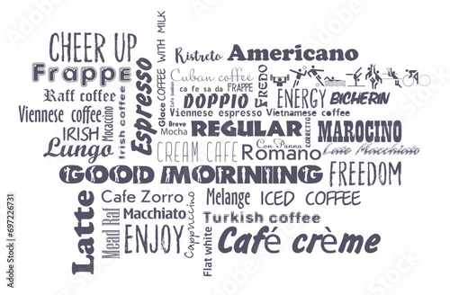 PrintCafe menu. Text decoration for cafes and restaurants. Flat style.