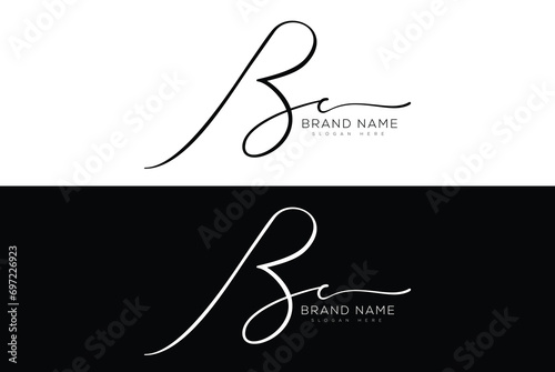 Bc initial handwriting signature logo design photo