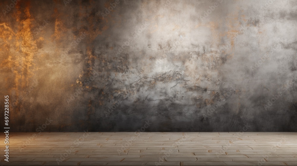Dramatic grunge wall with a stone cobbled floor and warm glowing light Dramatic grunge wall with a stone cobbled floor and warm glowing light