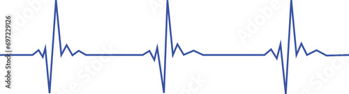 Heartbeat line. Emergency ekg monitoring. Vector Illustration. Blue heart pulse line. Heart beat. Electrocardiogram