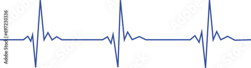 Heartbeat line. Emergency ekg monitoring. Vector Illustration. Blue glowing heart pulse. Heart beat. Electrocardiogram