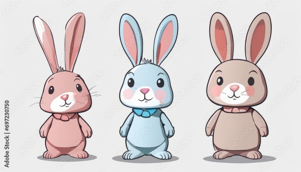 Three cute bunny rabbits with different colors Three cute bunny rabbits with different colors