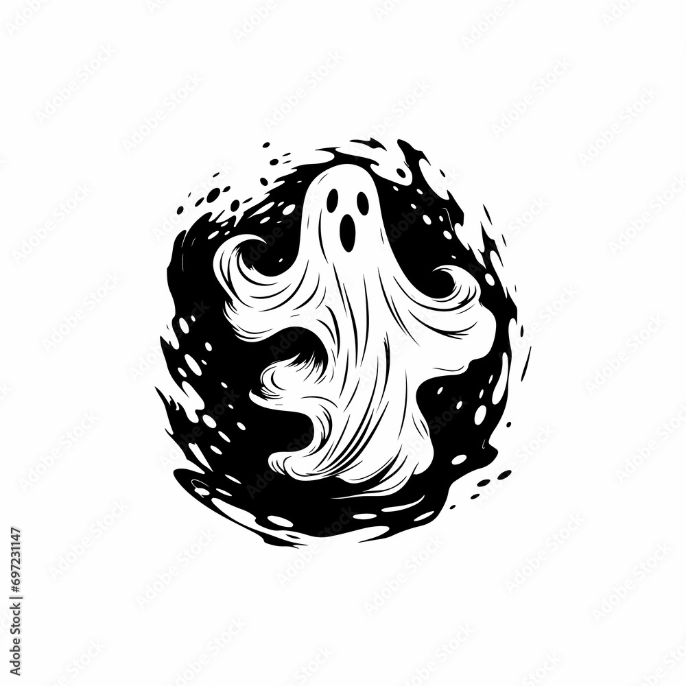 Obraz premium halloween concept vector composition of ghost , on white background ai generated