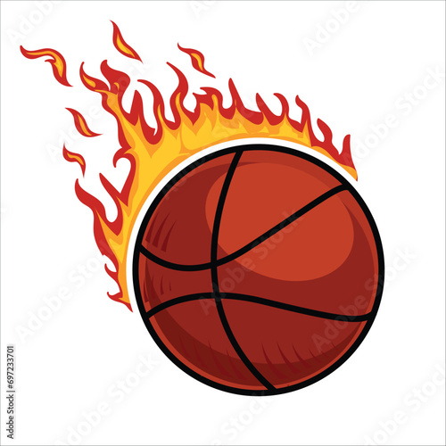 Basketball Vector with fire For Print, basketball icon, Basketball vector Illustration