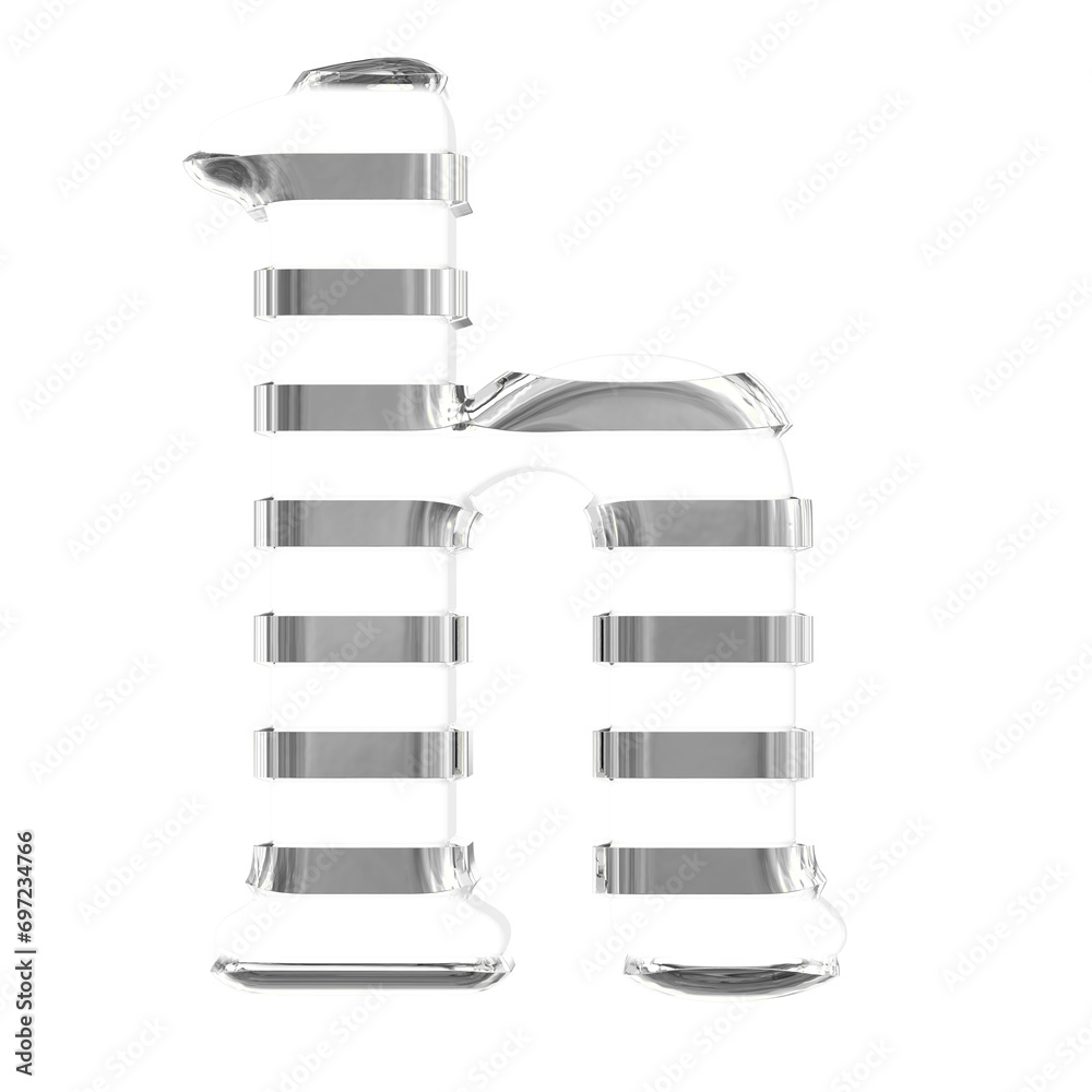 White symbol with thin silver horizontal straps. letter h White symbol with thin silver horizontal straps. letter h