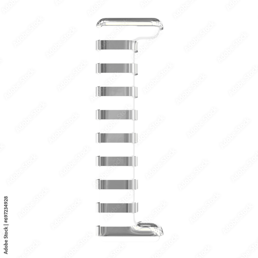 White symbol with thin silver horizontal straps White symbol with thin silver horizontal straps