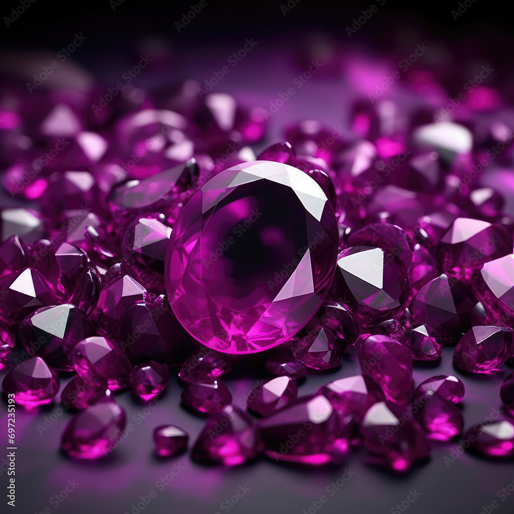 Purple gem, jewel,jewelry, crystal shining on a table Purple gem, jewel,jewelry, crystal shining on a table