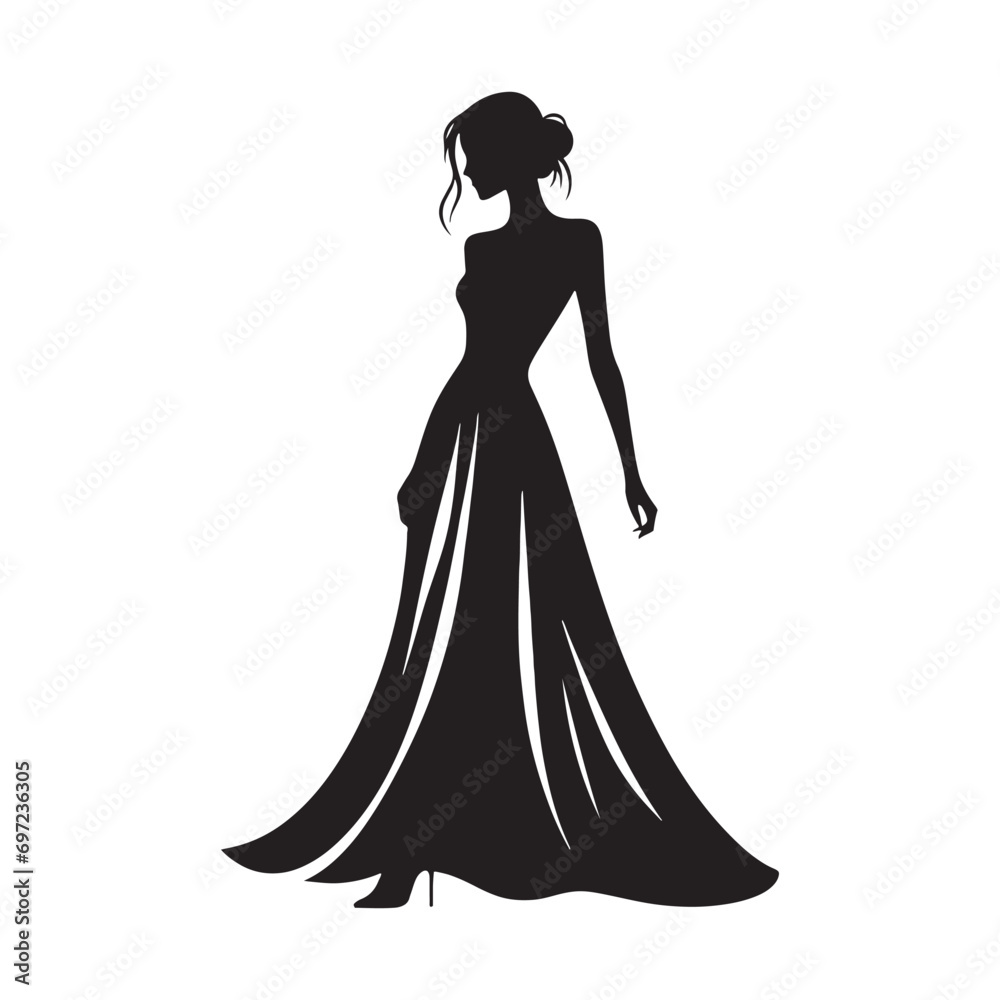 Well-Dressed Woman Silhouette: Urban Style Maven - A Lady in Contemporary Fashion, Striking a Confident Pose, Creating a Bold Silhouette Amidst the Modern Urban Environment.

