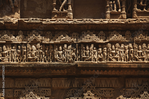 Intricate Carvings of the gods at Rani ki Vav, Gujarat