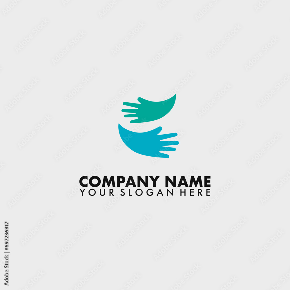 Logo design of hugging hands. Concept of support and care Logo design of hugging hands. Concept of support and care
