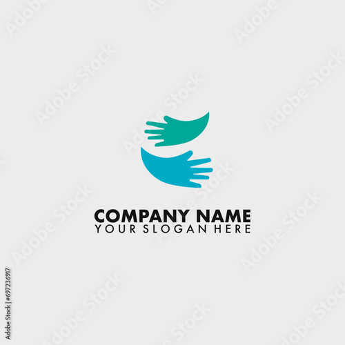 Logo design of hugging hands. Concept of support and care