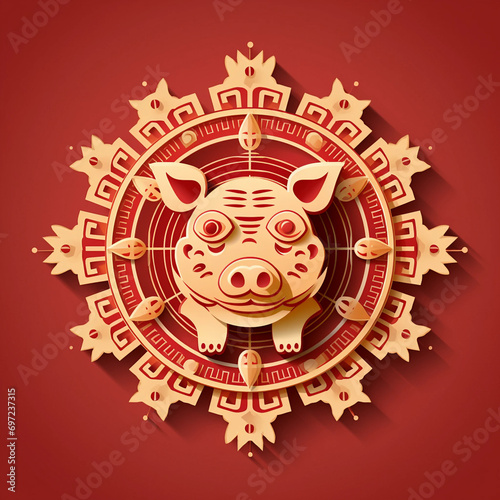 chinese new year golden piggy bank