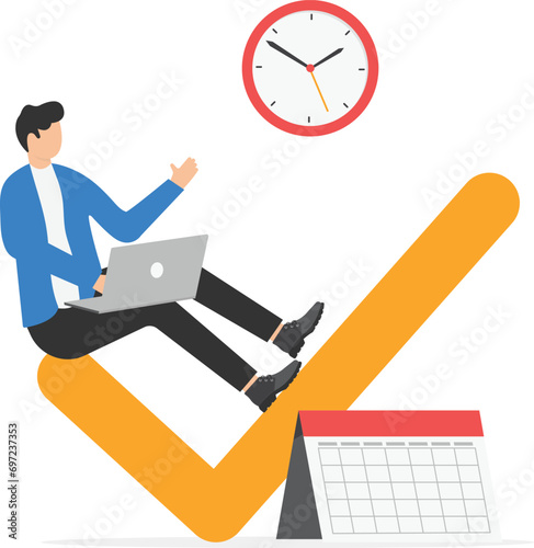 Multitasking businesswoman with time management, Effective management with business background. Vector illustration.

