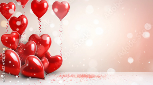 valentines day red hearts on snow