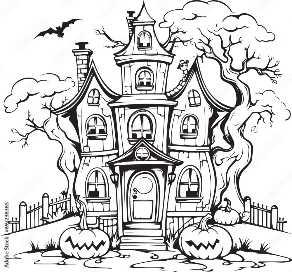 Halloween background haunted castle house vector 