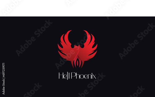 Hell phoenix bird logo concept
