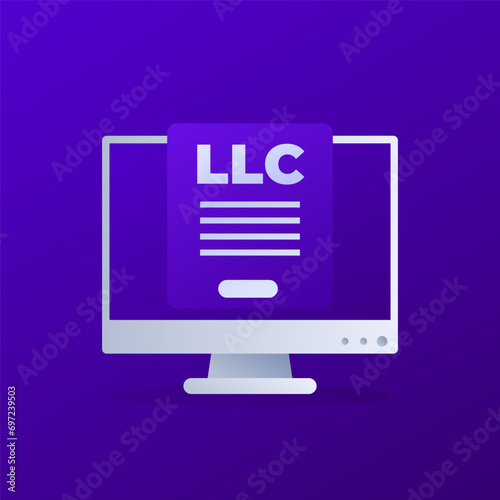 LLC online registration vector icon, Limited Liability Company
