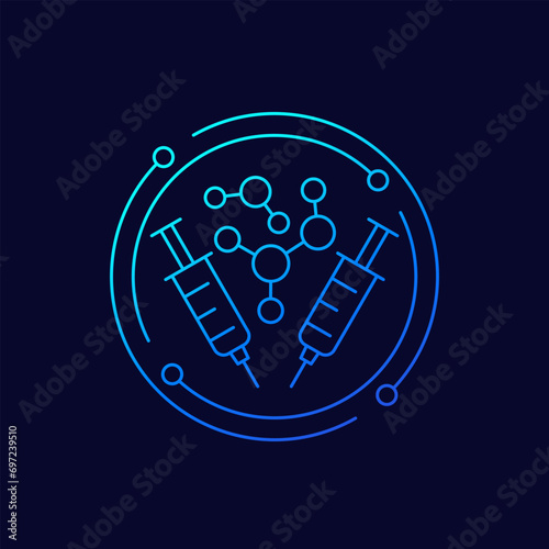 molecules and syringes icon in linear design