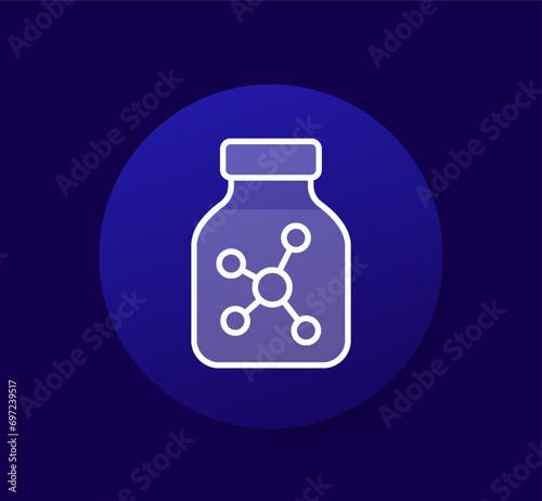 solvent bottle icon, white outlined design