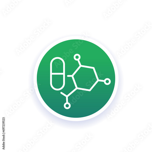 Steroid, hormone therapy icon, line vector