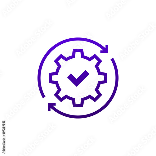 process completed icon, tick and gear