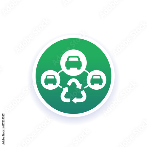 recycling cars or vehicles icon, vector