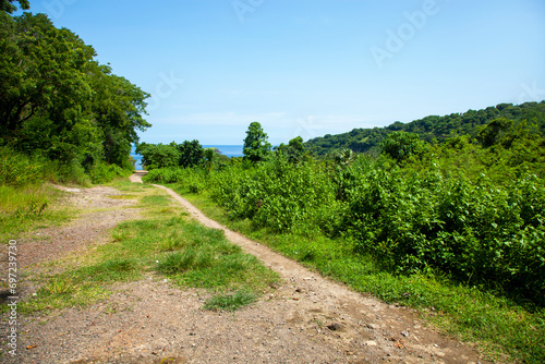 On the path to Virgin Beach or White Sand Beach in Karangasem  Bali  Indonesia