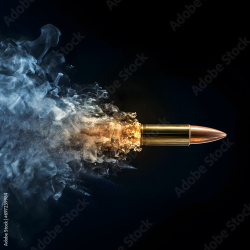 Bullet on a black background in smoke photo