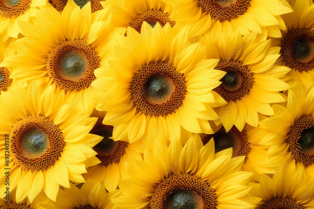 Obraz premium Sunflower natural background, Sunflower blooming, Sunflower oil improves skin health and promote cell regeneration