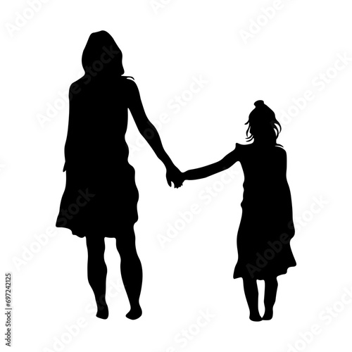 Set of silhouettes of women with children, vector. Mother's day concept.