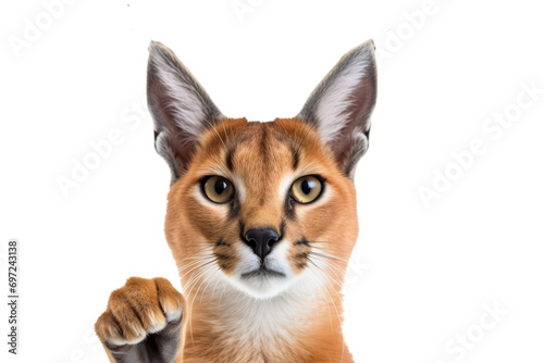 An African Caracal isolated on a white background