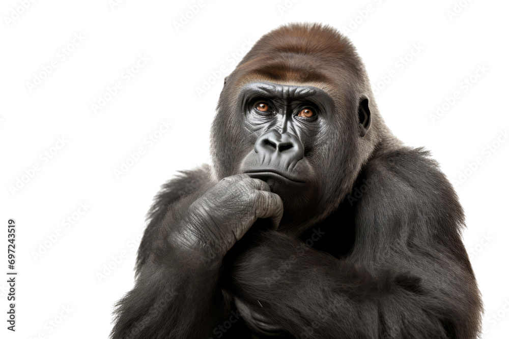 An African Gorilla isolated on a white background. An African Gorilla isolated on a white background.