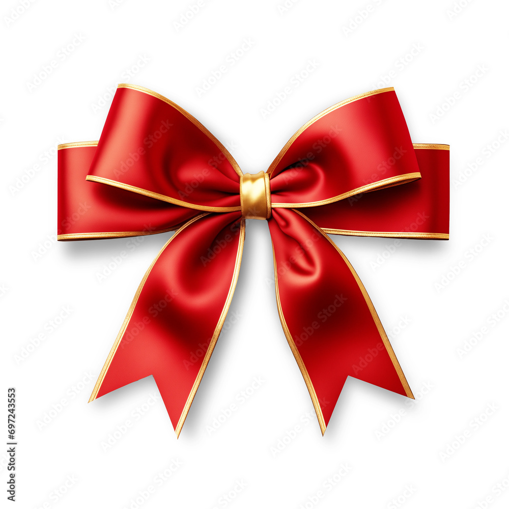Red ribbon and bow with gold for Christmas, vector illustration Red ribbon and bow with gold for Christmas, vector illustration