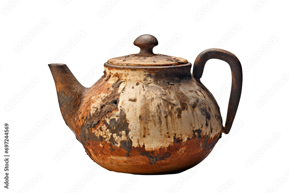 A rusty teapot isolated on a white background A rusty teapot isolated on a white background