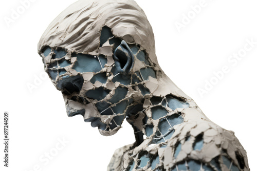 Fragmented Sculpture Head Isolated on White