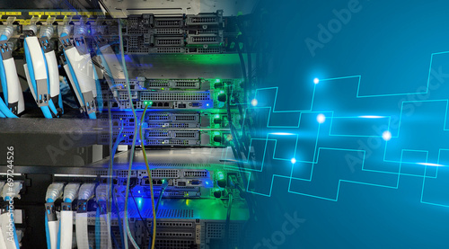 information technology concepts Connecting network systems, LAN systems, and servers