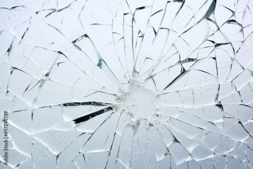 Shattered Glass with Cracks Close-Up