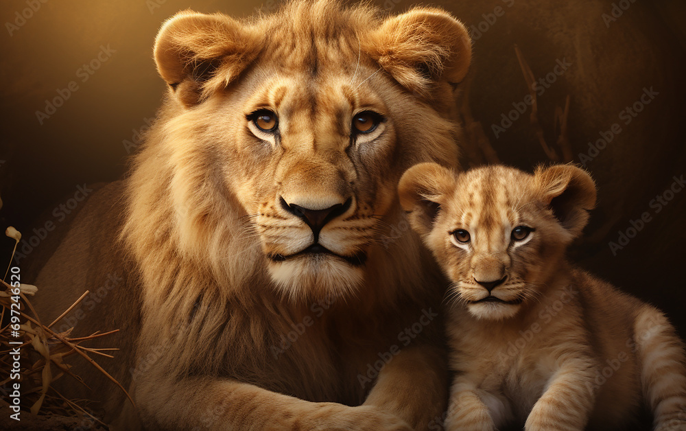 Fototapeta premium Família de leões 