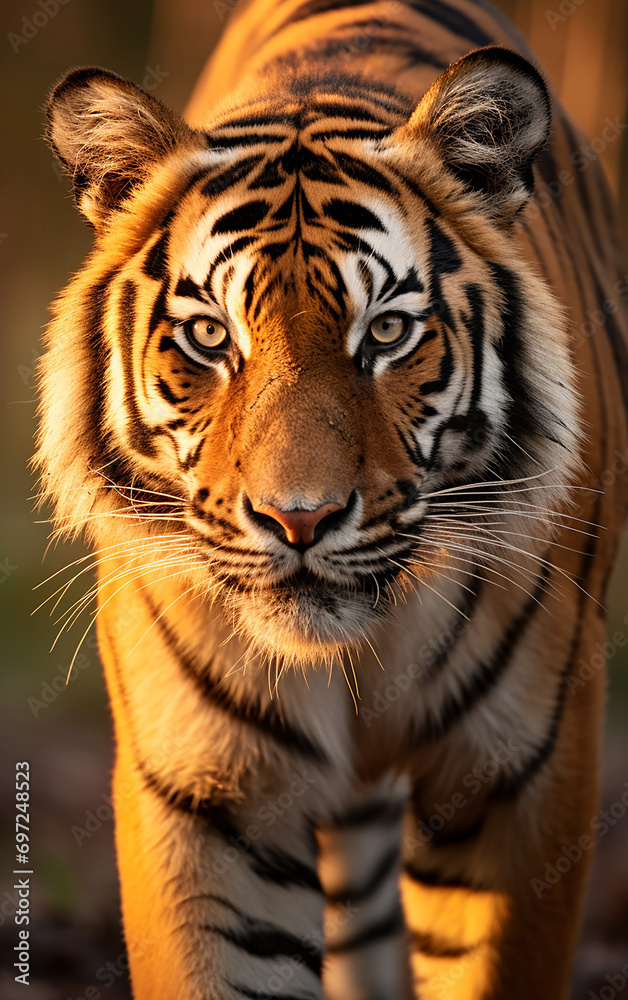 tigre animal lindo em hora dourada 