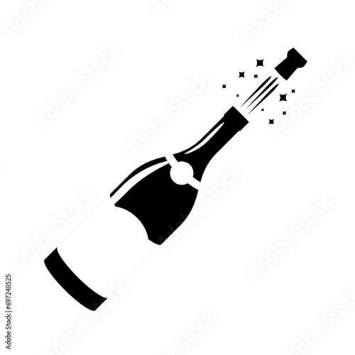 Champagne icon. Black silhouette of a champagne bottle. Iconography. Vector