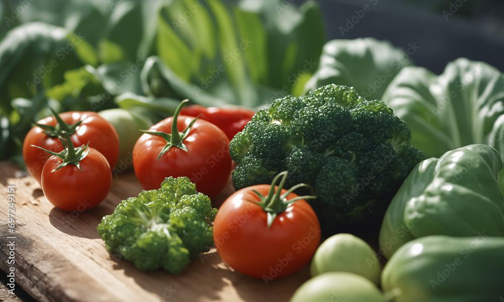 Fresh vegetables and fruits. The image is generated by artificial intelligence Fresh vegetables and fruits. The image is generated by artificial intelligence
