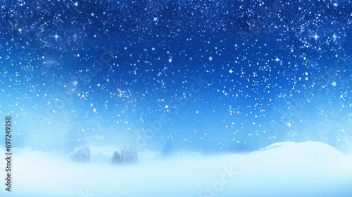 Blue winter background with snowfall - ai generative