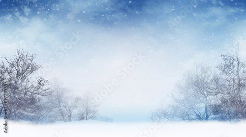 Blue winter background with snowfall - ai generative © NAVIN