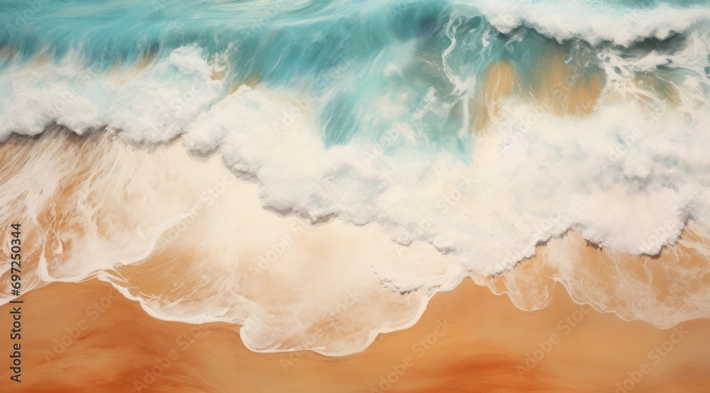 Generative AI image of beach front beach scene water landscape aerial